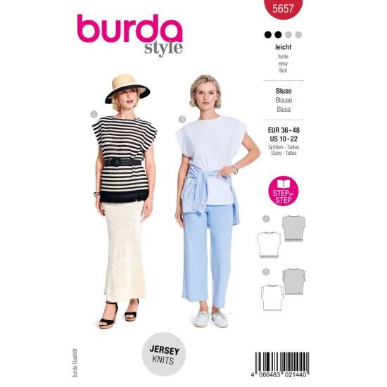 Short-sleeved blouses | BURDA | Gr: 36 - 48 | Level: 2