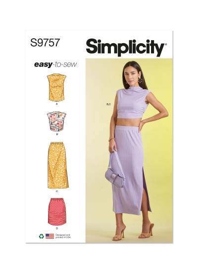 Misses' Knit Top and Skirt in Two Lengths | Simplicity | 9757