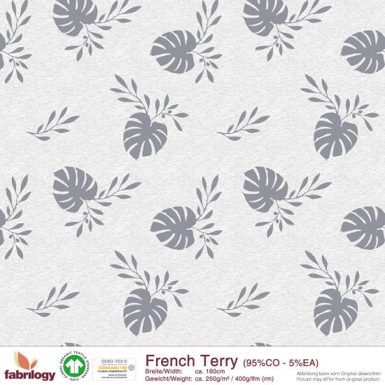 Monstera deliciosa (French Terry) - GOTS- grey