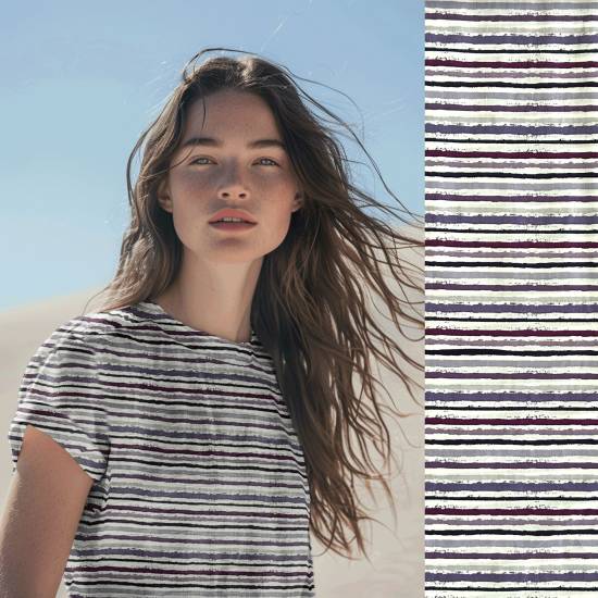Multicolour Stripe (Popeline) - ECO - lila
