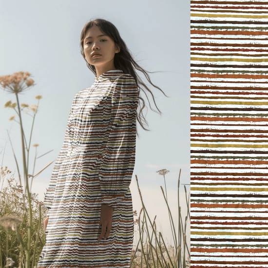Multicolour Stripe (Popeline) - ECO - rot