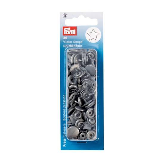 Non-sew press fasteners, Colour Snaps, Star, silver grey