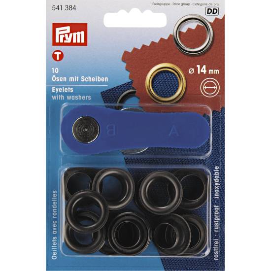 Eyelets and washers, 14.0mm, black oxydized