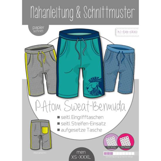 Paper Sewing Pattern Bermuda PAtom for Men | Size: XS - XXXL