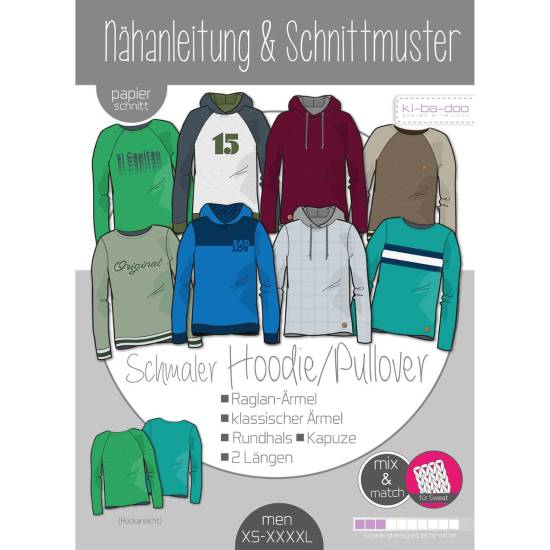 Paper Sewing Pattern Mix+Match Hoodie Men | Size: XS - XXXXL