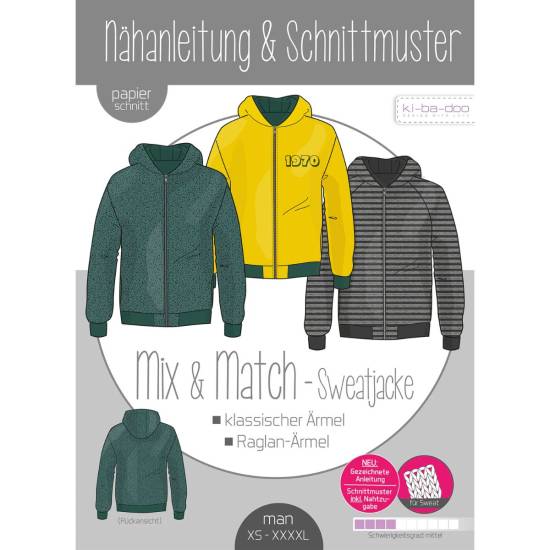 Paper Sewing Pattern Mix+Match Sweat Jacket Men | Size: XS - XXXXL