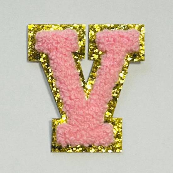 Patch it! | Design 115 | Buchstabe: V | aufbügelbar | 6x5,3 cm | rosa