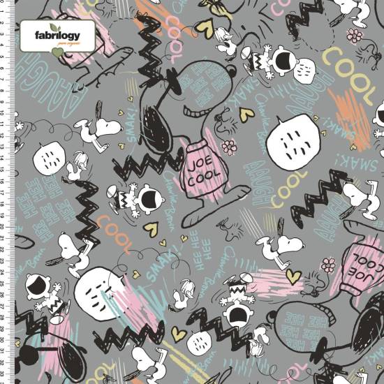 Peanuts® - Happy Sketch - GOTS - grey