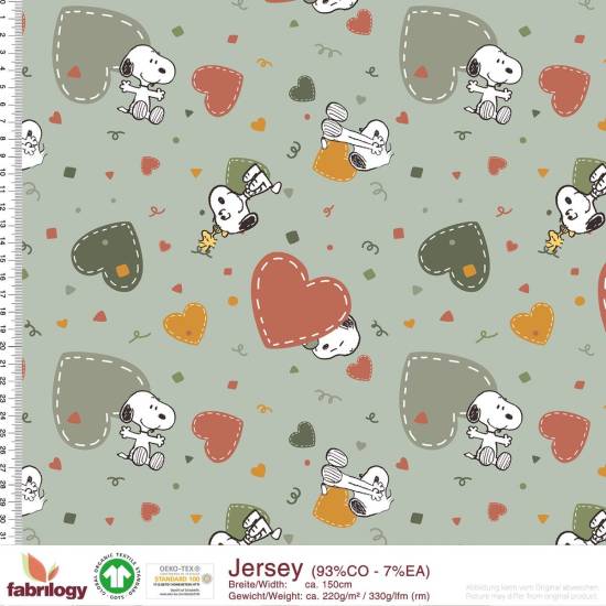 Peanuts® - Hearts - GOTS - olive