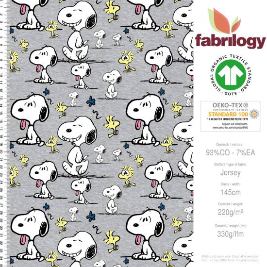 Peanuts® - Snoopy Faces - GOTS - light gray (melange optic)