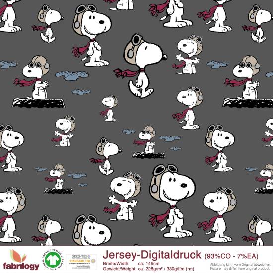 Peanuts® -  Snoopy pilot - GOTS - dark gray