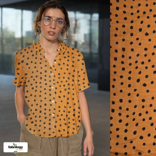 Playful Dots (Musselin flat) - ECO - Golden Clay