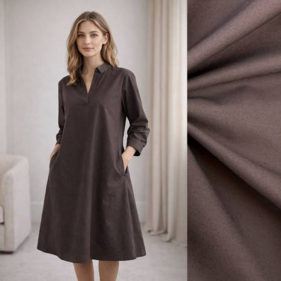 Popeline Uni - ECO - brown