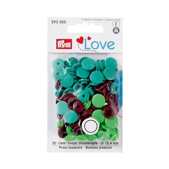 Color snap fastener, Prym Love, 12.4 mm, green/light green/brown