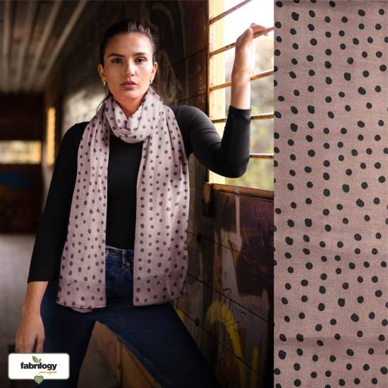 REMNANTS | 150 cm | Soft Shadow Dots (Double Gauze flat) - ECO - Soft Mocha 