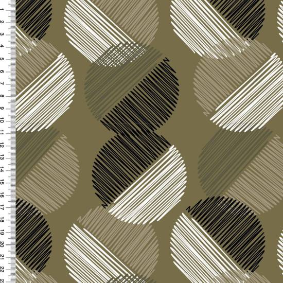 RESTSTÜCK | 170 cm | gestreifte Kreise - GOTS - olivgrün