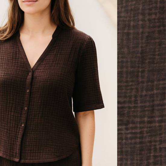 RESTSTÜCK | 180 cm | Dusty Cotton (Musselin Dirty Wash) - ECO - Dark Mocha