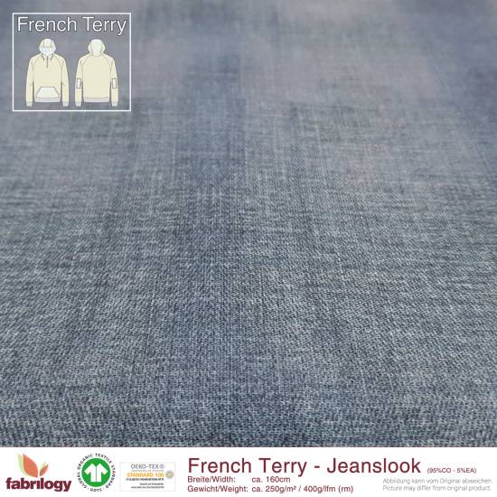 RESTSTÜCK | 80 cm | Jeanslook (French Terry) - GOTS - denim