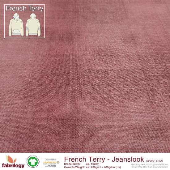 RESTSTÜCK | 80 cm | Jeanslook (French Terry) - GOTS - rosenholz