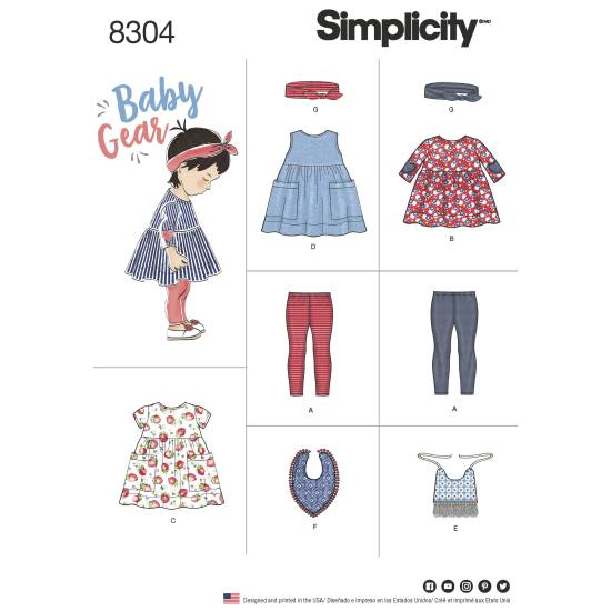 Simpliciity Schnittmuster-Set Babys Kleid Top #8304.A
