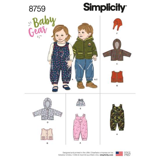 Simplicity Schnittmuster Babys Overall #8759.A Gr. 56-74