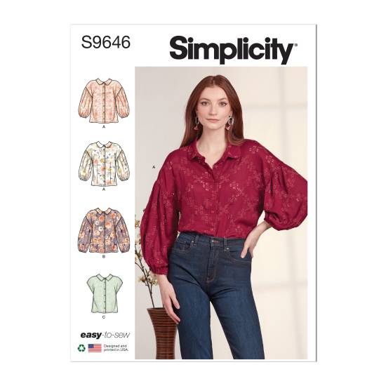 Simplicity Schnittmuster Damen Button-Down Hemden #9646.Y5 Gr. 46-54