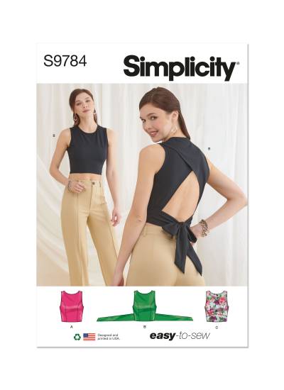 Simplicity Schnittmuster Damen-Croptop in drei Varianten #9784.A Gr. 32-52