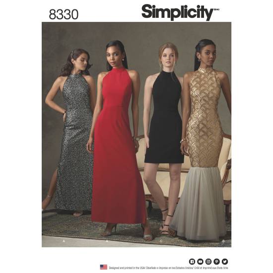 Simplicity Schnittmuster Damen festliche Kleider #8330.P5 Gr. 38-46
