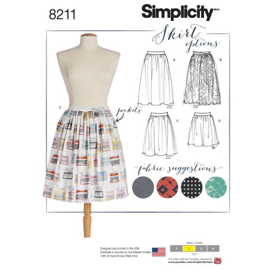 Simplicity Schnittmuster Damen Glockenrock #8211.R5 Gr. 40-48