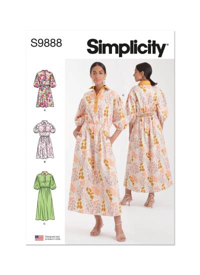 Simplicity Schnittmuster Damen Hemdblusenkleider Maxi #9888.R5 Gr. 40-48