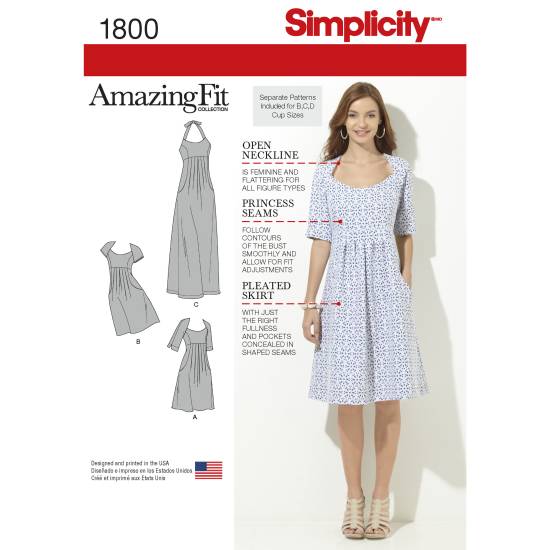 Simplicity Schnittmuster Damen Kleid #1800.BB Gr. 46-54