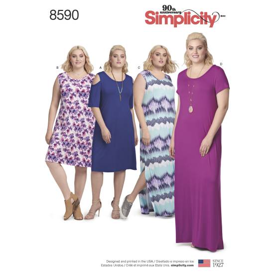 Simplicity Schnittmuster Damen langes Sommerkleid #8590.A Gr. 48-66