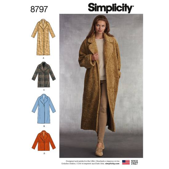 Simplicity Schnittmuster Damen Mantel/ Jacke #8797.A Gr. 32-50