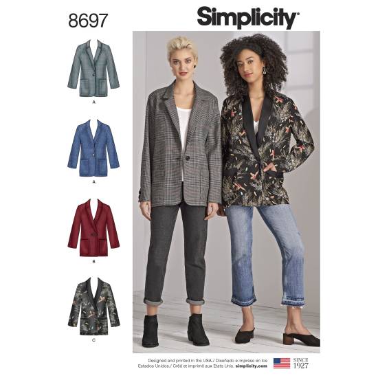 Simplicity Schnittmuster Damen Oversize Blazer #8697.AA Gr. 36-44