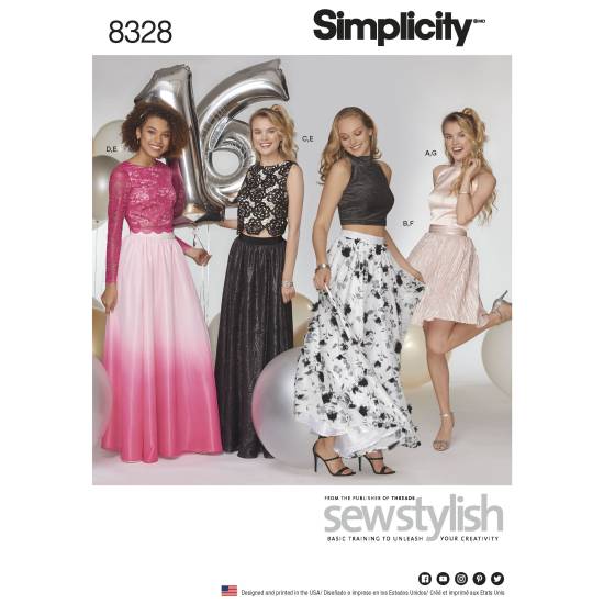 Simplicity Schnittmuster Damen Party-Zweiteiler #8328.D5 Gr. 30-38