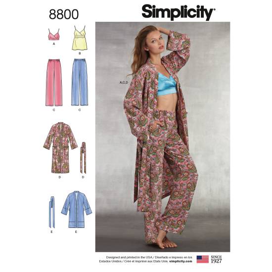 Simplicity Schnittmuster Damen Pyjama und Wäsche #8800.A Gr. 32-50