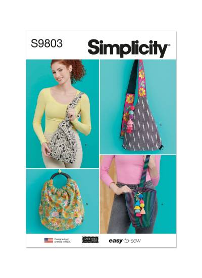 Simplicity Schnittmuster Damen Schnitmuster Beuteltaschen/Umhängetaschen im Indiestil #9803.OS