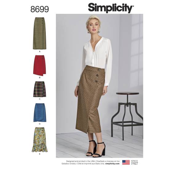 Simplicity Schnittmuster Damen Wickelrock #8699.H5 Gr. 32-40