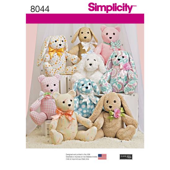 Simplicity Schnittmuster Kinder Stofftiere mit zwei Mustern #8044.OS