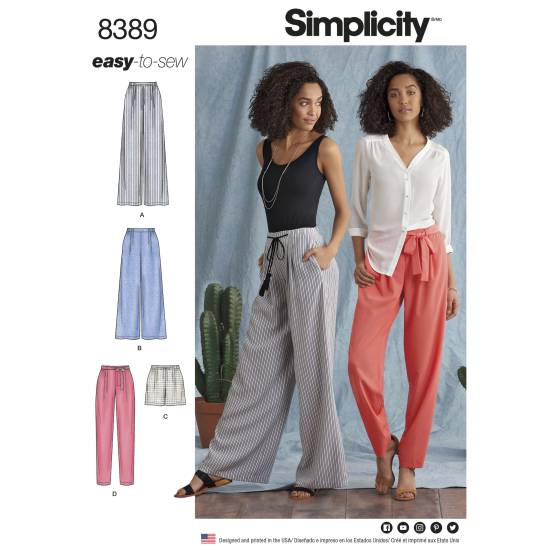 Simplicity Schnittmuster-Set Damen Hose Shorts Rock #8389.H5 Gr. 32-40
