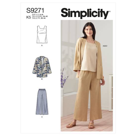 Simplicity Schnittmuster-Set Damen Jacke Top Hose #9271.K5 Gr. 34-42