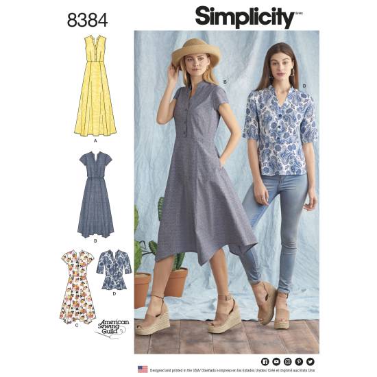 Simplicity Schnittmuster-Set Damen Kleid Top Shirt #8384.U5 Gr. 42-50