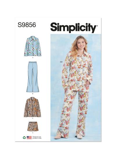 Simplicity Schnittmuster-Set Damen Pyjama mit Shorts und langer Hose #9856.A Gr.32-52