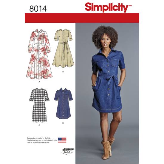 Simplicity Schnittmuster-Set Damen Shirtkleid + Langarmkleid #8014.H5 Gr. 32-40