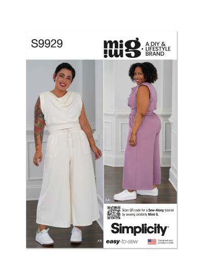 Simplicity Schnittmuster Set Damen Top und Crop-Hose #9929.AA Gr. 32-50