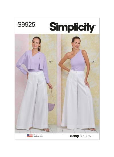 Simplicity Schnittmuster Set Damen Wide-Leg Hose und Shirt #9925.H5 Gr. 32-40