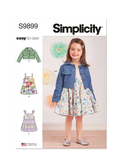 Simplicity Schnittmuster-Set Mädchen Jeansjacke und Kleid #9899.A Gr. 1/2 - 4 Jahre