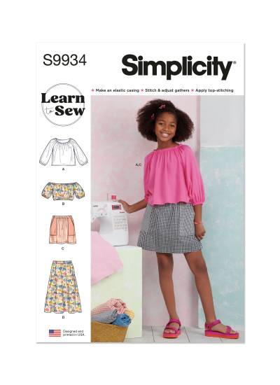 Simplicity Schnittmuster-Set Mädchen Rock und Shirt Set #9934.A Gr. 7 -14 Jahre