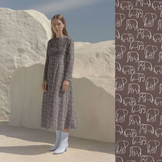 Sketchy Elephants (Popeline) - ECO - mauve 