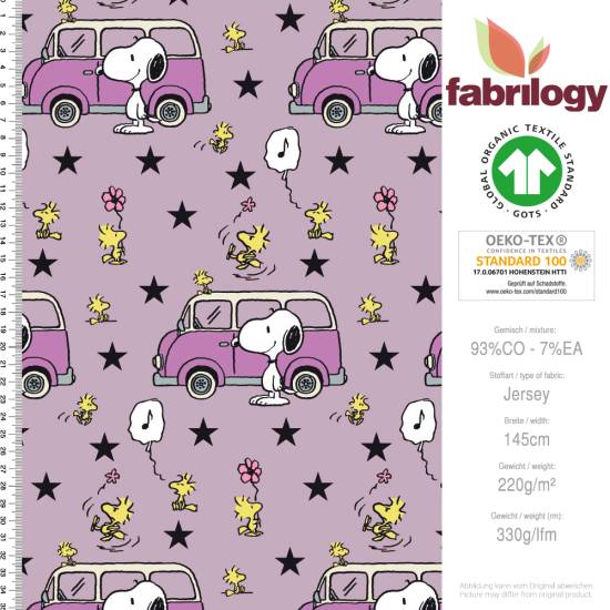 Snoopy and Minivan - GOTS - lilac